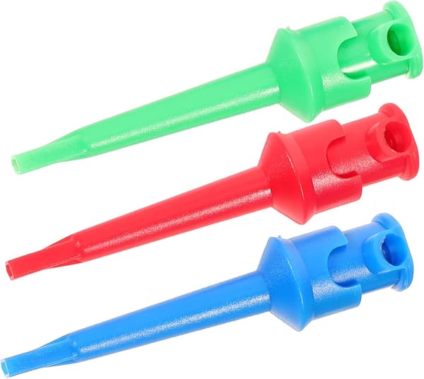 6 stk testledninger multimeter krokklips fjærtrådklemme for krets testing miniklips