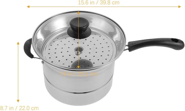 Multifunksjonell gryte i rustfritt stål med lokk og dampstativ, non-stick dobbeltlagsdesign