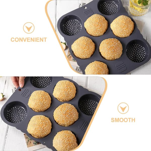 8-hulrum silikone hamburgerform, multi-gitter burgerpande, rund non-stick glat design