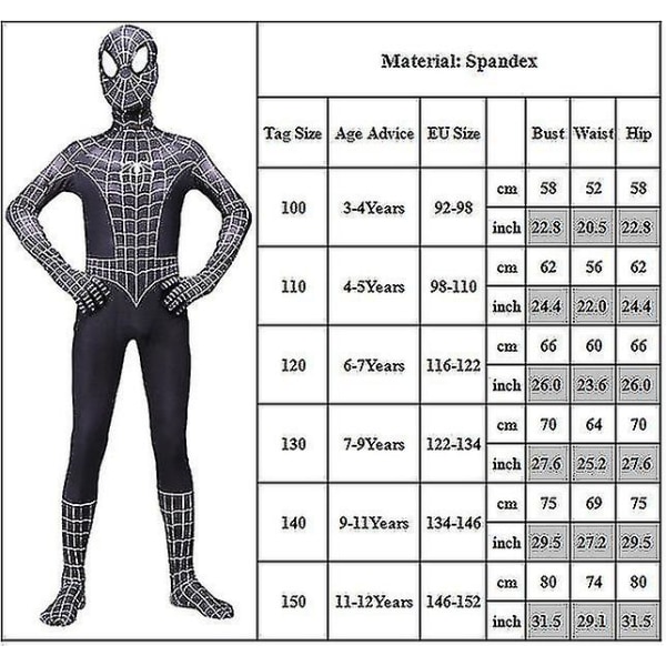 Lasten poikien Venom-asu, supersankarihyppyasu, hieno asu 11-12 Years