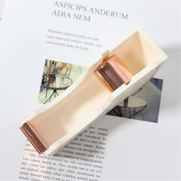 Bordsbandhållare Guld Roséguld Metallkärna Marmor Vit Textur Kontorsmaterial 1 Tum (roséguld)