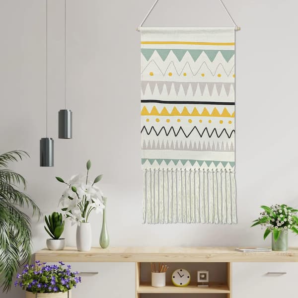 Vävd Gobeläng, Väggbonad i Spets, Chic Boho Heminredning