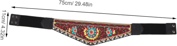Boho elastisk midjebelte med turkise perler, justerbart bredt stretchkjolebelte