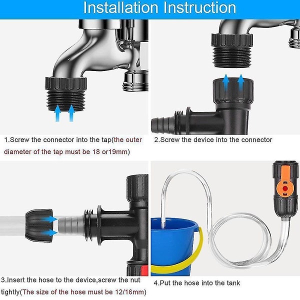 Automatisk Akvarium Vandskifter Kit Hane Adapter Pumpe Rengøringsmiddel