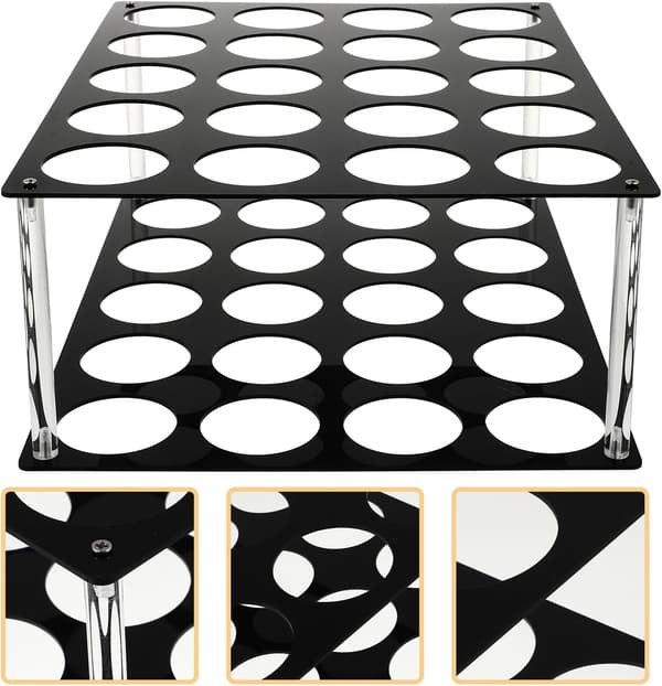 20-hulls vinylrullstativ arrangør Lett solid svart vinyl oppbevaringsstativ