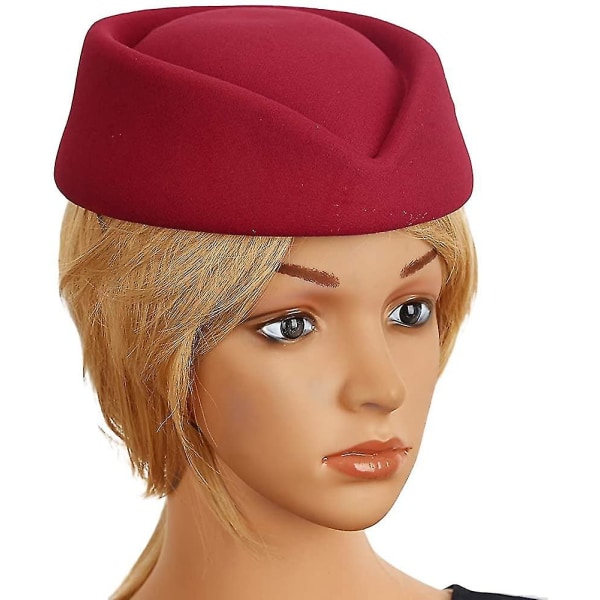 Stewardesse Hat Uld Filt Pilleæske Hatte Dame stewardesse Cosplay kostume