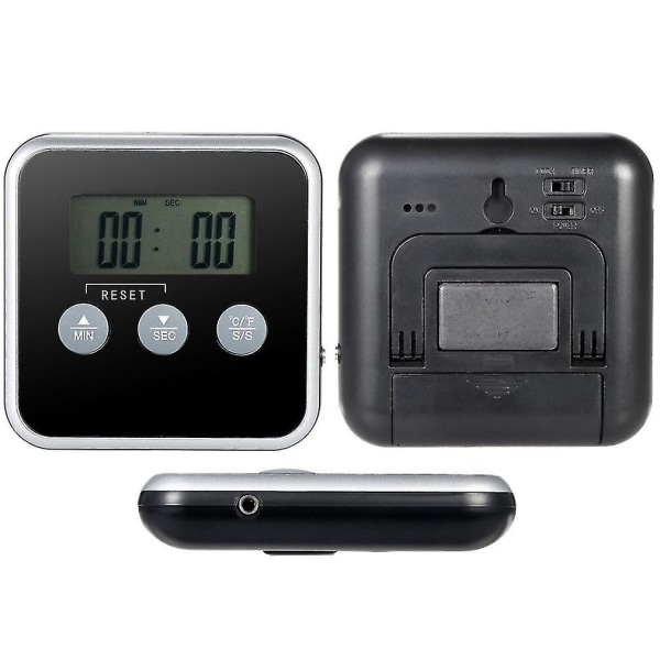 Digital Display C/f Food Termometer Probe Timer Meter