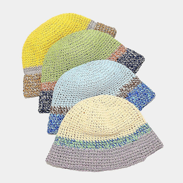 Kvinnors Virkad Bucket Hat Dam Outdoor Sport Fiskehatt För Kvinnor Casual Yellow