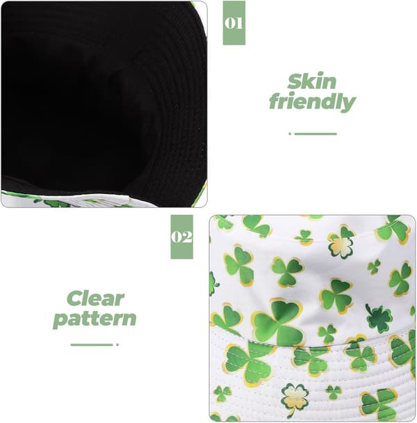 St. Patrick's Day Firekløver Trykt Bøttehatt Vendbar Solbeskyttelseshatt