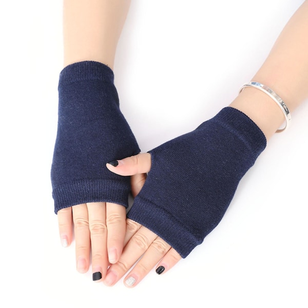 Halvfingerhandsker Strik Fingerløse handsker til mænd og kvinder Vintertøj Navy Blue