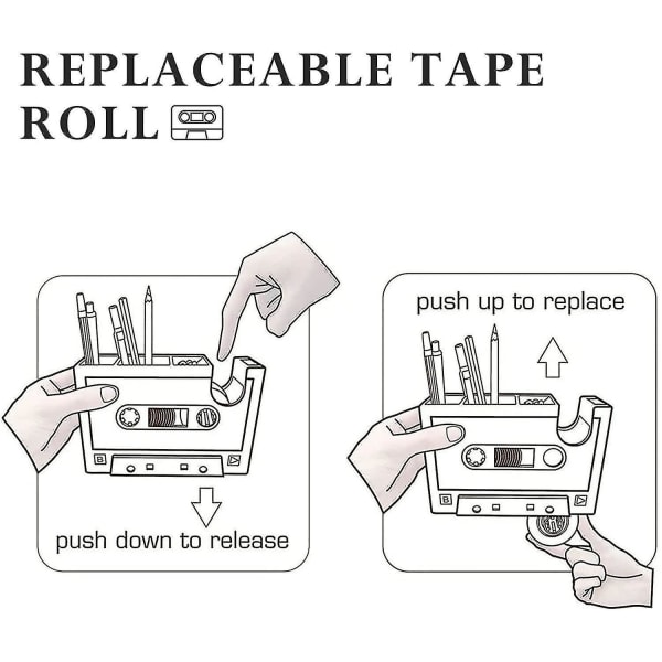 Creative Tape Pen Holder Retro Cassette Dispenser