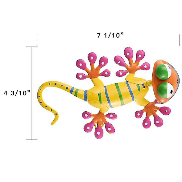 Metal Gecko Udendørs Vægskulptur, 4 Pak Lizard Vægskulpturer Og Statuer
