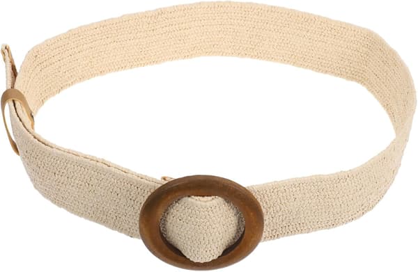 Flettet bælte til kvinder, vævet elastisk taljebånd til forårs- og sommeroutfits med træspænde