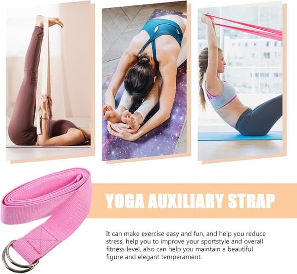 Yogaspännband 183 cm Rosa Pilates Hjälputrustning Stretchband