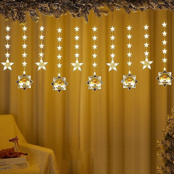 Ramadan-valoköynnös Tähti Kuu Led-verhoketju Eid-koriste