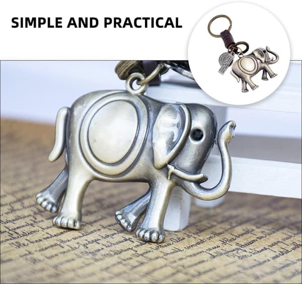 Solid nøkkelring elefant anheng nøkkelringer solid kraftig legering med jernring brun sjarmerende smart