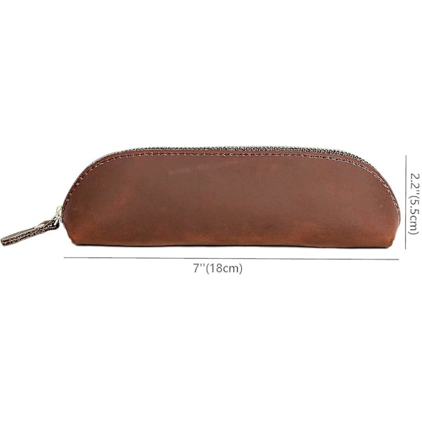 Nahkainen vetoketjullinen kynäkotelo - Pieni matkakosmetiikkipussi - Vintage Brown1pcs- Brown