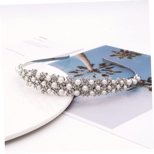 Perlekrone Hårbånd Rhinestone Bryllupsbrud Hårtilbehør til Brudefrisure