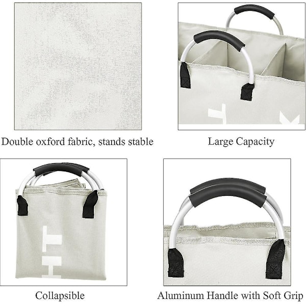 Stor klesvaskpose med tre rom Light gray