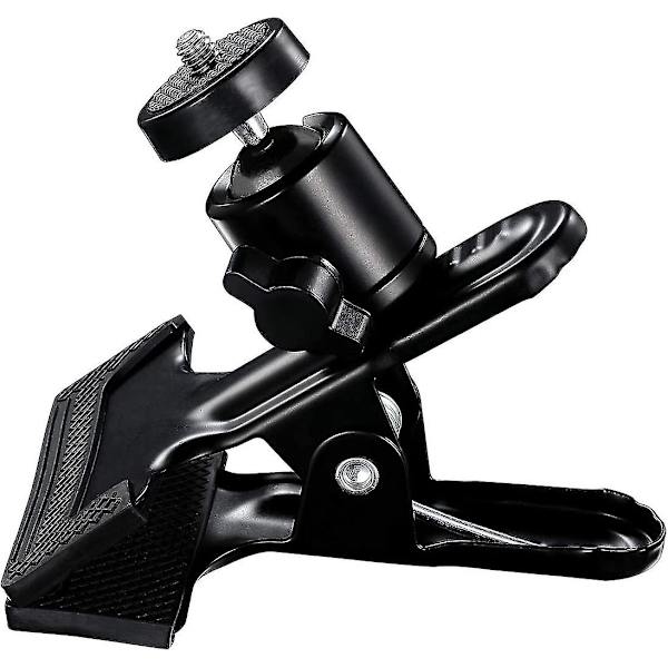 Monitoiminen Tripod-kamerakiinnike, klipsisovitin, salamakiinnike, 360 asteen kääntyvä palapää (1 kpl, musta)