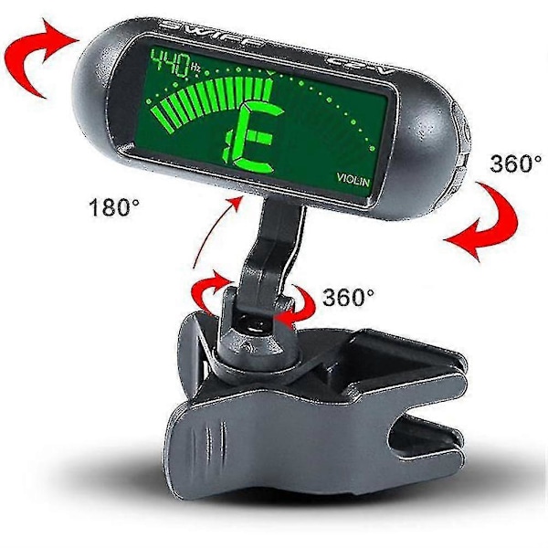 Professionell Violinstämmning Bärbar Digital Elektronisk Stämapparat Mini Elektronisk Skärmdisplay Clip-On Stämapparat för Violin Viola Cello