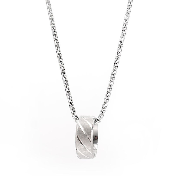 Minimalistisk Titanstål Ring Hänge Halsband Street Hip Hop Personlighet Lång