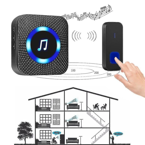 Led trådløs dørklokke 1000ft udendørs hjemme smart ringeklokke