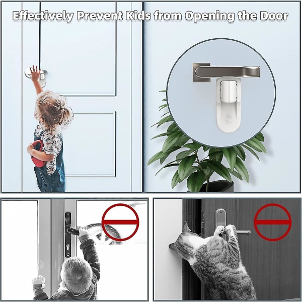 Dørspaklås 4-pakke barnesikring Dørhåndtakslås Selvklebende sikkerhetsspaklåser