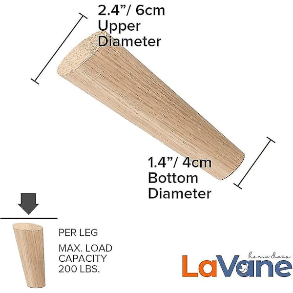 8 cm Treben for Bord, La Vane 4-pakks Solid Treben Skrå Tilspissede Erstatningsgave