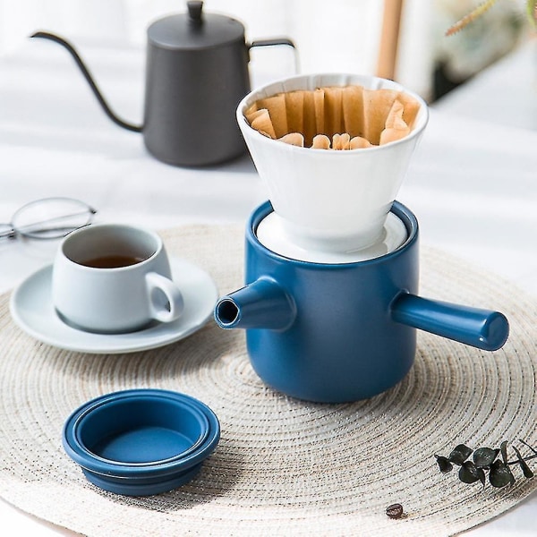Keramisk japansk stil husholdnings håndlaget kaffekanne dryppfilter keramisk kaffefilter koppsett Hou