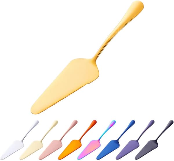 Kakespade i rustfritt stål 304 med taggete kant, bakeverktøy med ergonomisk design, blå