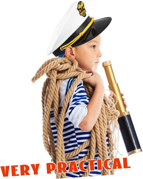 Gutter og jenter Marinehatt Kaptein Cosplay Hatt til fest Brodert design Hodeomkrets