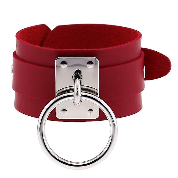 Svart Läder Armband Manschett Armband Goth Punk