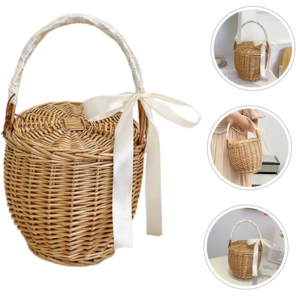 Fransk Stil Vävd Korg Picknickkorg Ic Handhållen Korgförvaring för Kök