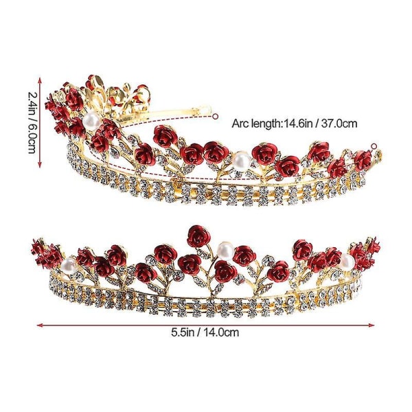 1 st Bride Crown Hantverk Rose Rhinestone Crown Smycken hårtillbehör för bröllopsfest