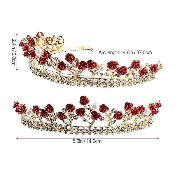 1 stk Brudkrone Håndlavet Rose Rhinestone Krone Smykker Hårtilbehør Til Bryllup