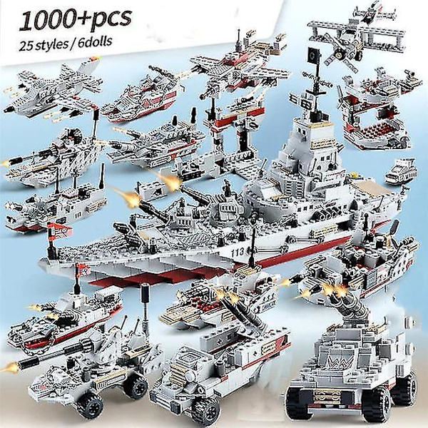 1000+ st Militärfartyg Arméfigurer Byggklossar