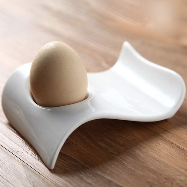 Vit Porslin Äggkopp Set Om 2 Elegant Keramik 2-Delat Frukostset Vågor 2 Present