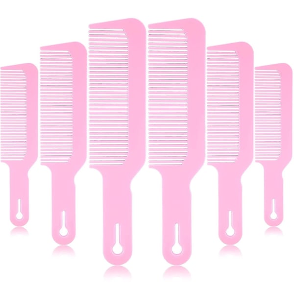 6 pakker kamme, 9 tommer klippekamme med flad top klipperkamme Barberblandingskam Varmebestandig (pink)