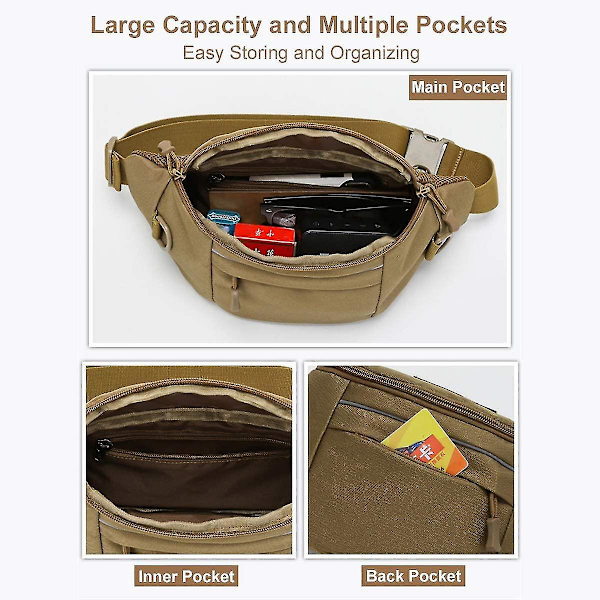 Taktisk Midjeväska, Nylon Oxford Utility Multifunktionell Edc Crossbody Rem Väska Bröst Ryggsäck (brun)
