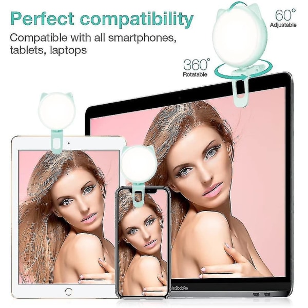 Valo Rengas IPhonelle ja Androidille, Ladattava Kannettava Kiinnitettävä Mini Puhelinvalo 32 LED-Lampulla, 9 Tasoa Säädettävää Kirkkautta iPadille, Videolle, S