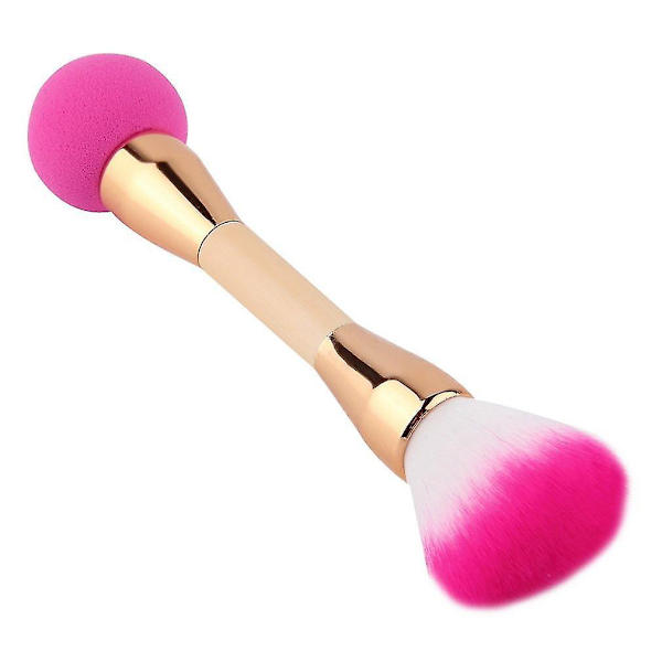 Dubbelsidig borste för applicering av puder, rouge och bronzer