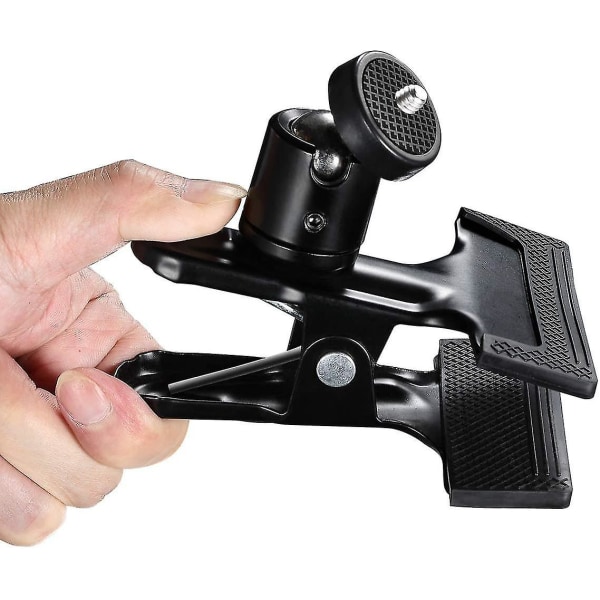Multifunksjons stativkamera klemme klemme blitsholder feste med 360 svingbar fotografering kulehode (1 stk, svart)