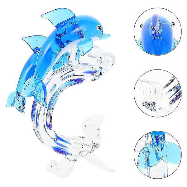 Elegant Krystal Glas Delfin Pynt Stue Bord Dekoration Samleobjekt Gave-liuyue