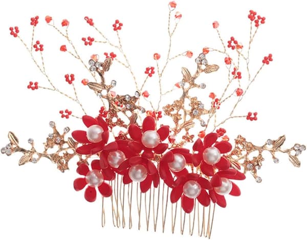 Perle brudetiara håndlaget hårinnstikk kam for kvinner blomsterformet hårhodeplagg