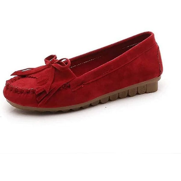 Kvinners Leather Loafers Canvas Slip On Flat Suede