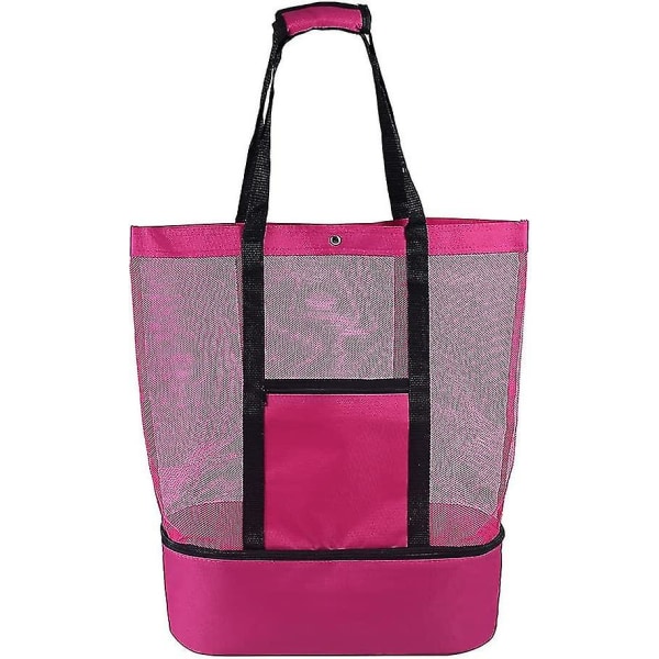 Opbevaringspose Picnic Strandtaske, Dobbelt Mesh Strand Picnic Taske Ispose Isoleringstaske