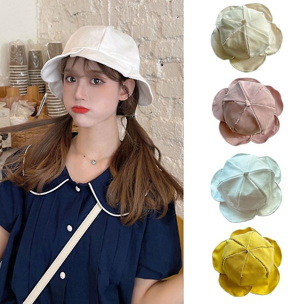 Kvinders Spandhat med Petal-Formet Skygge - Fiskerhat i Ensfarvet til Solbeskyttelse Yellow