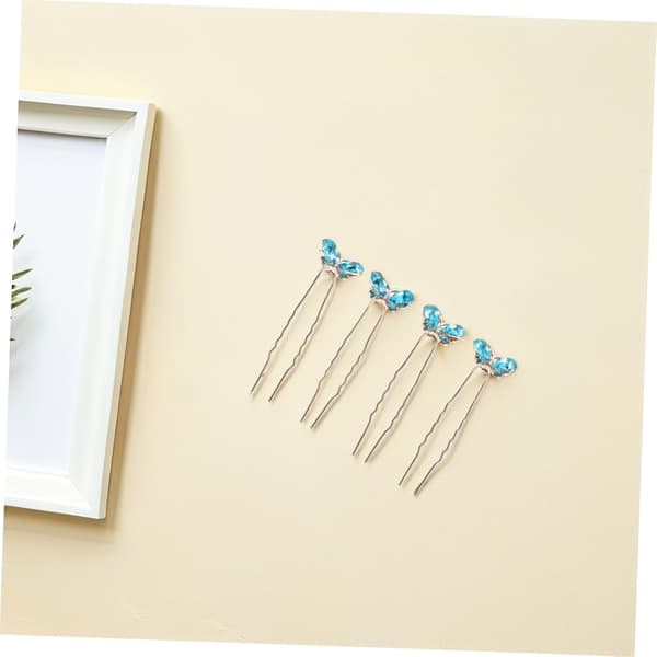 4 stk. U-formede Rhinestone Sommerfugle Hårnåle Hårpynt Tilbehør