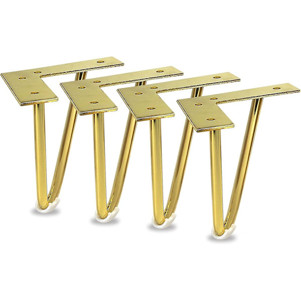 Sæt af 4 15cm Guld Metal Møbelben, Robuste Hårnålsben